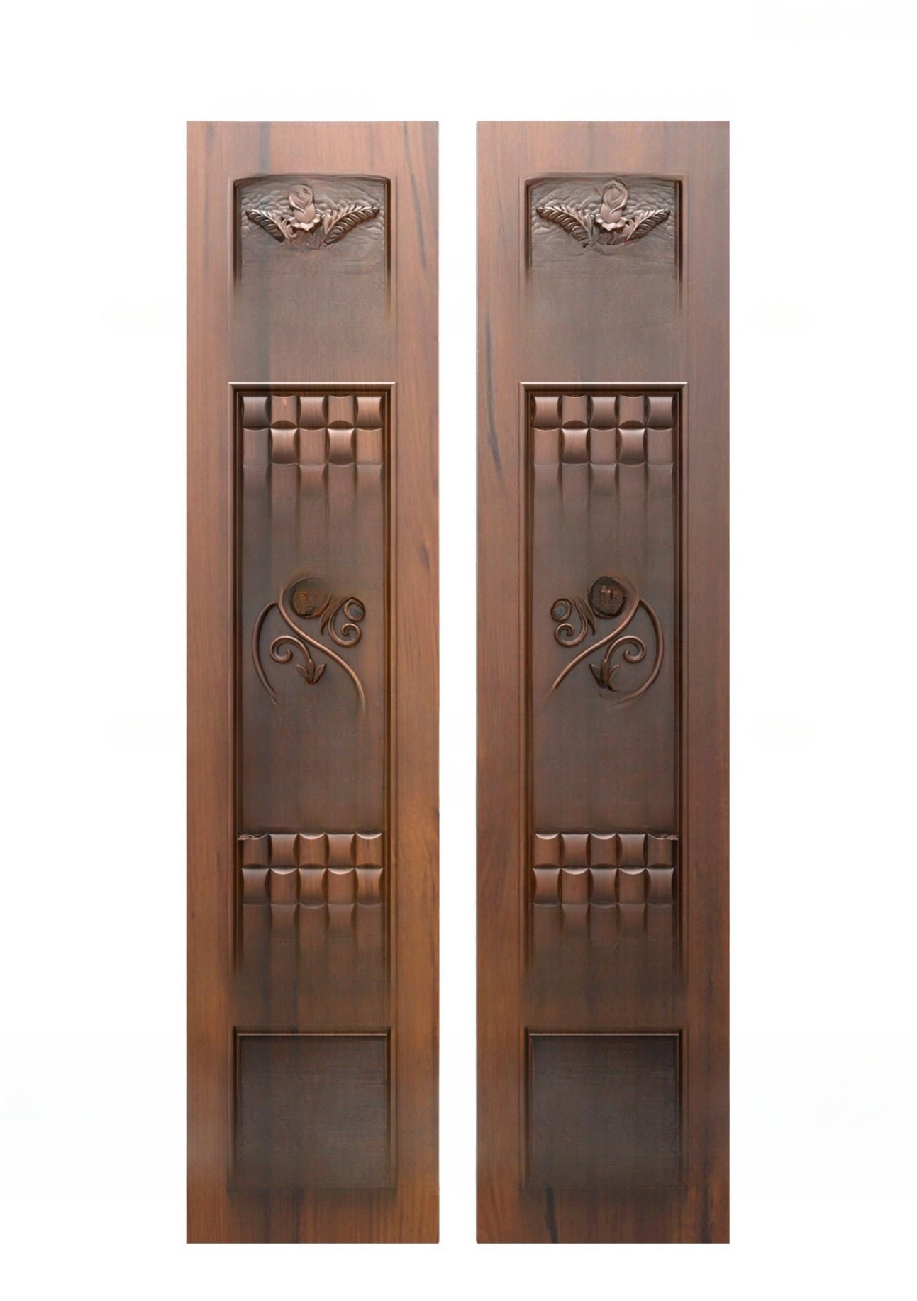 GOLDEN DOORS - PAGE-03 Elegant Floral Embossed Decorative Wood Carving 3D Model